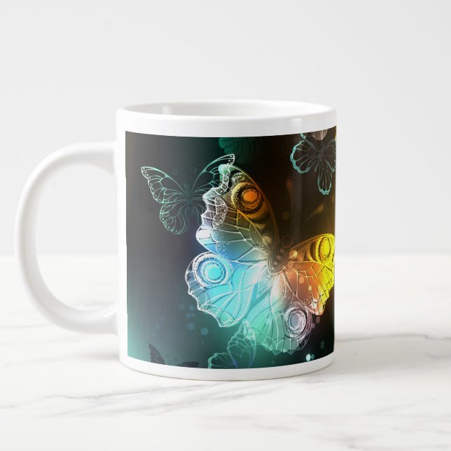 Taza De Café Gigante Mariposa luminosa y mariposas nocturnas (Izquierda)