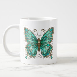 Taza De Café Gigante Mariposa turquesa elegante