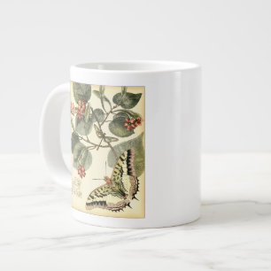 Taza De Café Gigante Mariposa y libélula con flores rojas