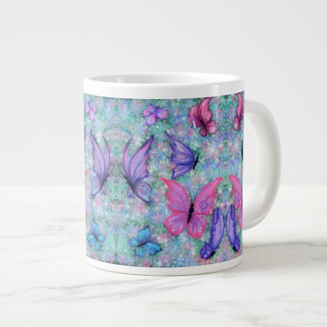 Taza De Café Gigante Mariposas coloridas Café Mug (Derecha)