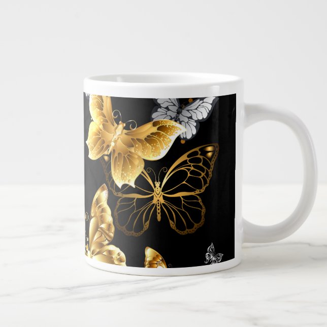 Taza De Café Gigante Mariposas doradas y blancas (Derecha)