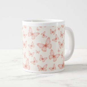Taza De Café Gigante Mariposas rosadas bonitas