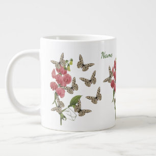 Taza De Café Gigante Mariposas Y Flor De Pea Dulce