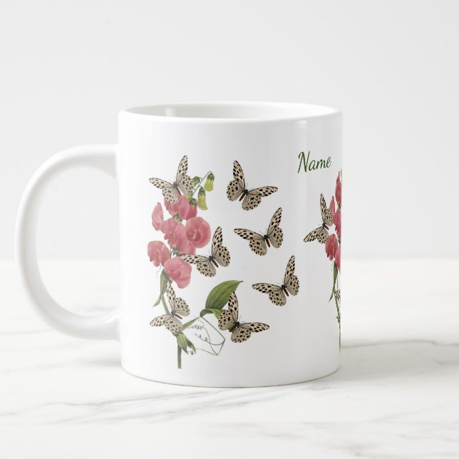 Taza De Café Gigante Mariposas Y Flor De Pea Dulce (Izquierda)