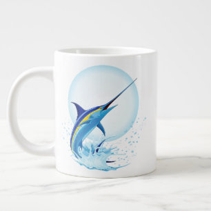 Taza De Café Gigante Marlín Azul Saltando fuera del Océano