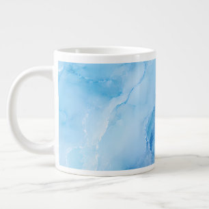 Taza De Café Gigante Mármol abstracto azul cielo de lujo