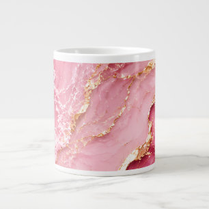 Taza De Café Gigante Mármol de Océano Rosa de Lujo con Venas de Oro