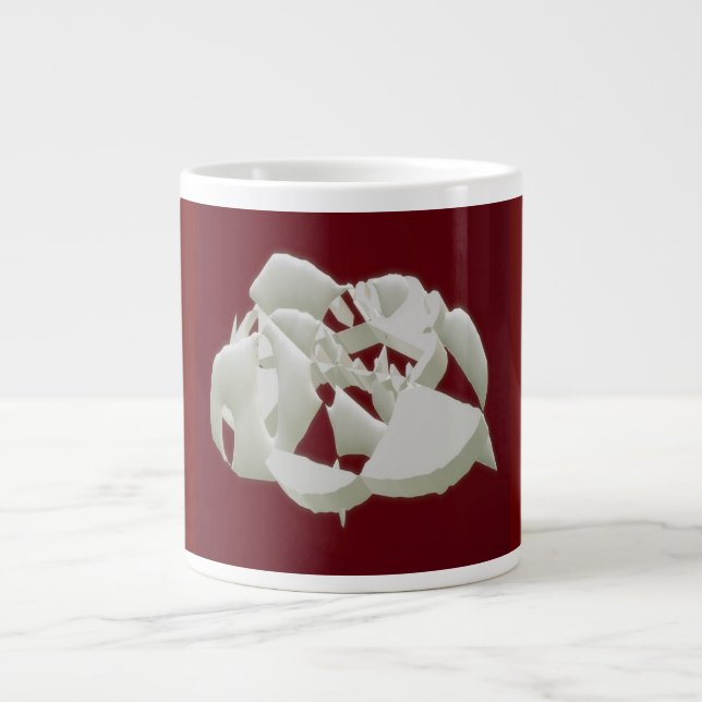 Taza De Café Gigante Mármol roto abstracto arte moderno ciruela blanca (Frente)