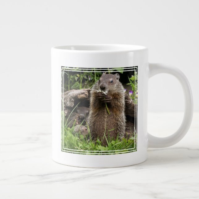 Taza De Café Gigante Marmota comiendo una flor (Derecha)