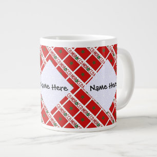 Taza De Café Gigante Marruecos Bandera Marroquí Tiled Nombre Personaliz