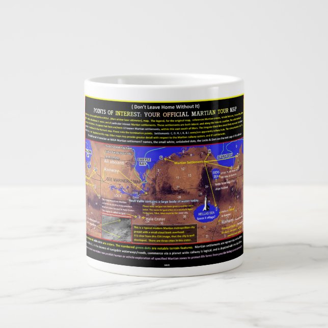 Taza De Café Gigante Marte Puntos de Interés (Frente)