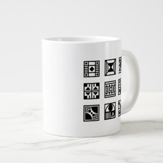 Taza De Café Gigante Masa geométrica de patrón tribal negro