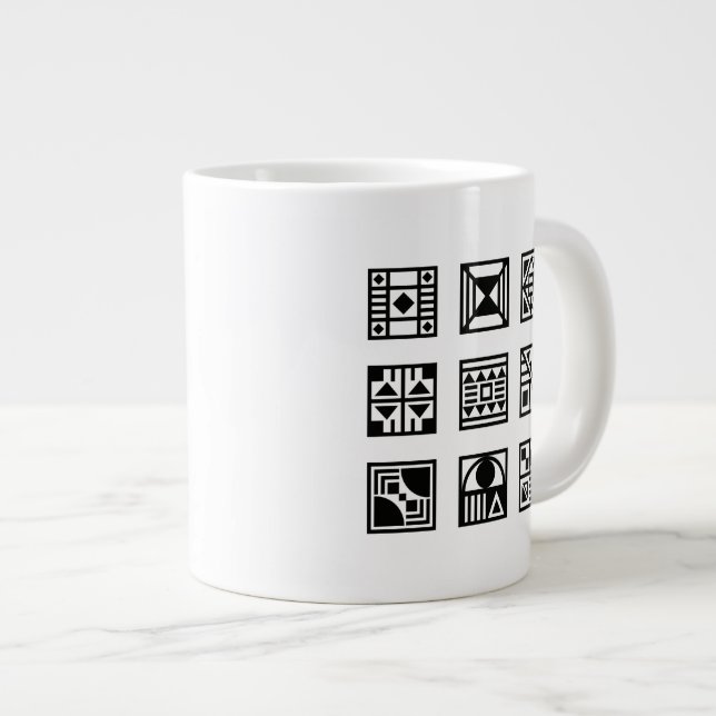 Taza De Café Gigante Masa geométrica de patrón tribal negro (Derecha)