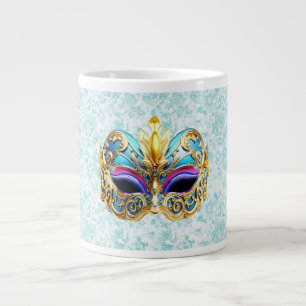 Taza De Café Gigante Máscara de máscaras con adornos dorados