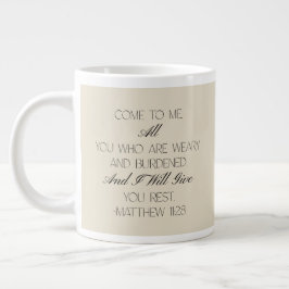 Taza De Café Gigante Mateo 11:28 Versículo de Esperanza de la Biblia Ta