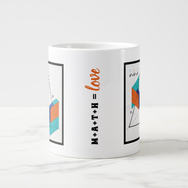Taza De Café Gigante Math Equals Love 3D Pythagorean Theorem Mug (Frente)