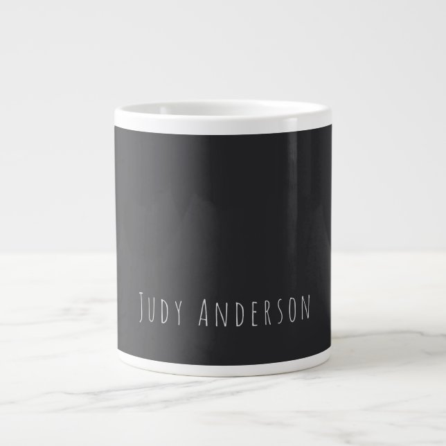 Taza De Café Gigante Matte Black Professional Plain Modern Elegant Name (Frente)