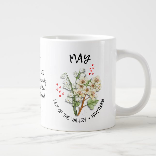 Taza De Café Gigante MAY Nacimiento Mes Flor Nombre Personalizado Crist (Derecha)