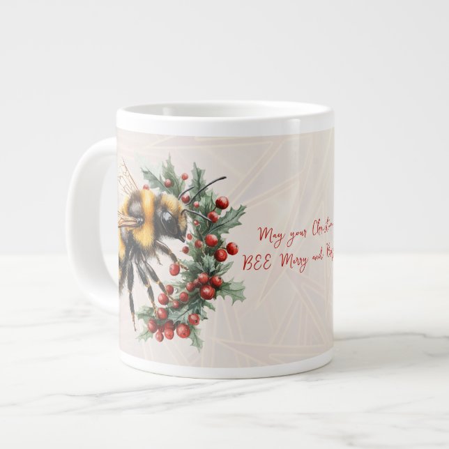 Taza De Café Gigante May Your Christmas BEE Merry and Bright (Izquierda)