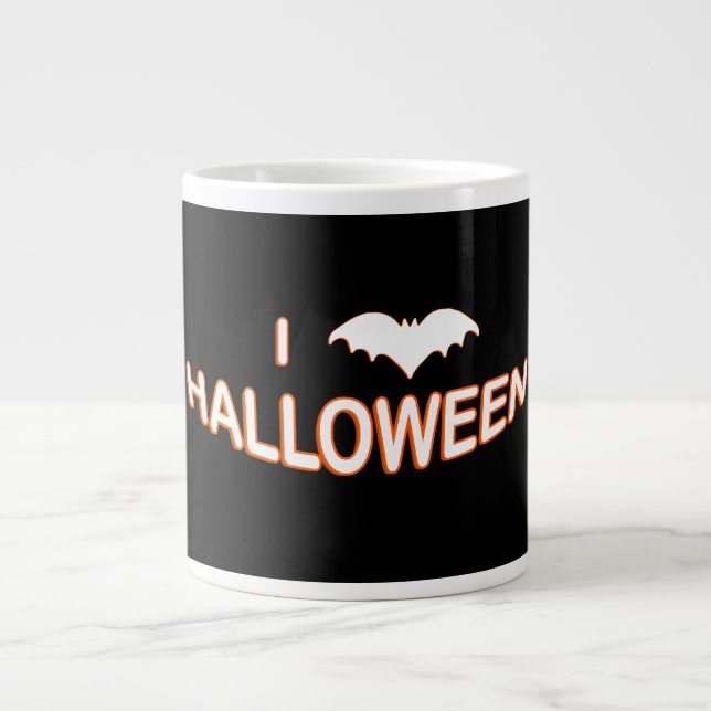 Taza De Café Gigante Me encanta Halloween (Bat) Naranja White (Frente)