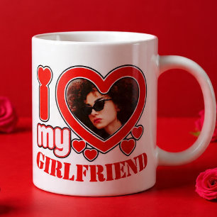 Taza De Café Gigante Me encanta mi novia, texto de foto personalizado