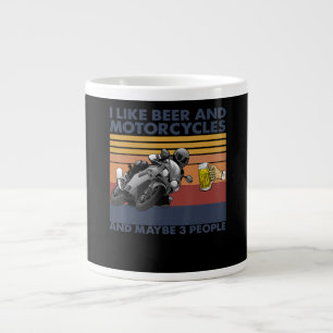 Taza De Café Gigante Me Gusta La Cerveza Y Las Motocicletas - Regalo De