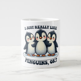 Taza De Café Gigante Me Gustan Los Pingüinos.