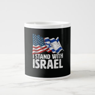Taza De Café Gigante Me mantengo con Israel USA bandera estadounidense