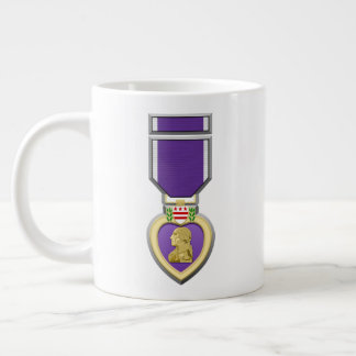 Taza De Café Gigante Medalla Corazón Morado Personalizable 20oz