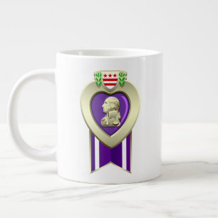 Taza De Café Gigante Medalla personalizable Purple Heart 20oz