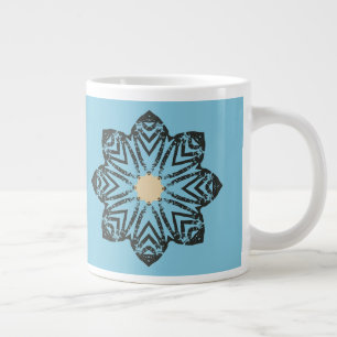 Taza De Café Gigante Medallón Floral Geométrico Distorsionado