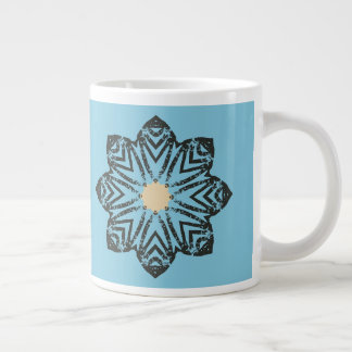 Taza De Café Gigante Medallón Floral Geométrico Distorsionado