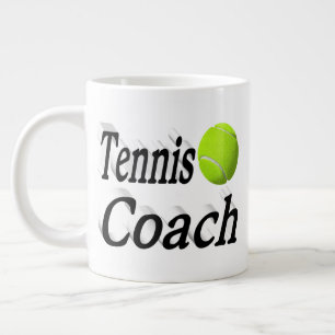 Taza De Café Gigante Medio texto del entrenador de tenis