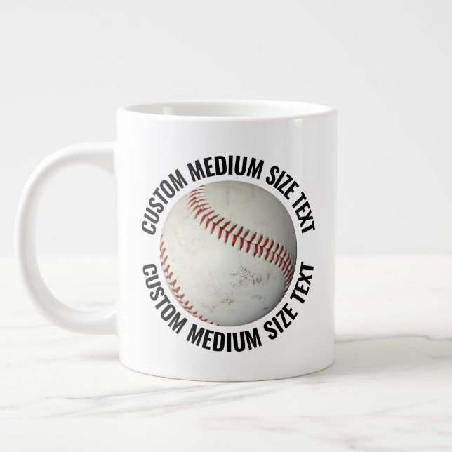 Taza De Café Gigante Medium Size Personalized Text Baseball Custom (Izquierda)