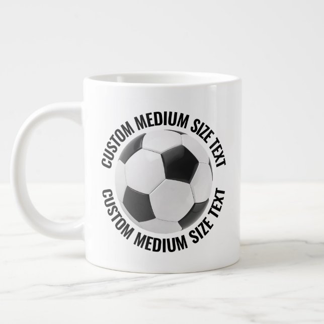 Taza De Café Gigante Medium Size Personalized Text Soccer Ball Custom (Izquierda)