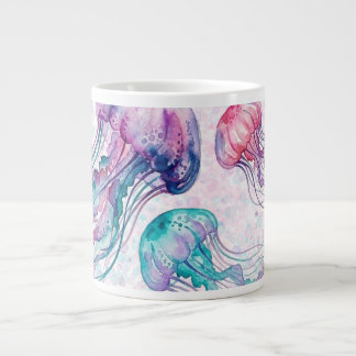Taza De Café Gigante Medusas en Turquesa y Morado Shower de Niña Bebé