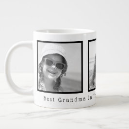 Taza De Café Gigante Mejor Abuela Blanco y Negro Marco Negro 3 Fotos