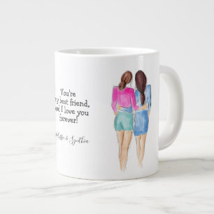 Taza De Café Gigante Mejor Amigos Regalo Mug Two Brunettes