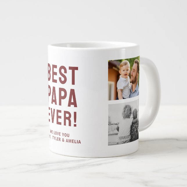 Taza De Café Gigante Mejor Collage de fotos de Papá Nunca 4 (Derecha)