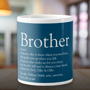 Taza De Café Gigante Mejor definición de hermano divertida cita azul
