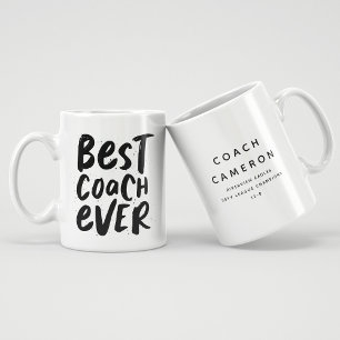 Taza De Café Gigante Mejor entrenador que nunca deporte blanco negro di