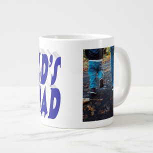 Taza De Café Gigante Mejor foto de papá texto azul en 3d