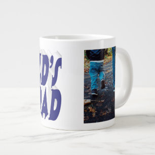 Taza De Café Gigante Mejor foto de papá texto azul oscuro en 3d