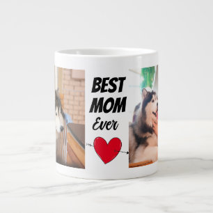 Taza De Café Gigante Mejor mamá de perro... dos fotos de perro y texto 