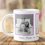 Taza De Café Gigante Mejor Mamá Negro y Blanco 3 Fotos<br><div class="desc">Personalizado imprimió tazas de café personalizadas con sus fotos y palabras "mejor mamá de la palabra ♥️ te queremos". Añadir 3 fotos especiales. Filtro B&W aplicado.</div>