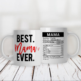Taza De Café Gigante Mejor Mamá Siempre Roja + Hechos Nutritivos,
