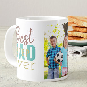 Taza De Café Gigante Mejor padrastro jamás tipografía y foto personaliz