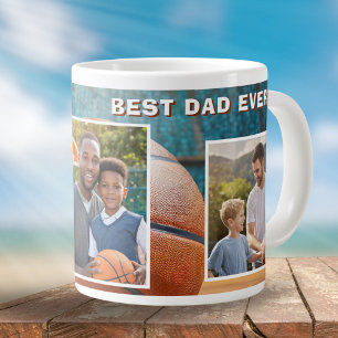 Taza De Café Gigante Mejor padre baloncesto pelota 3 fotocolage padre