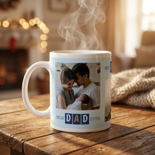 Taza De Café Gigante Mejor Papá del Mundo 3 Foto Tipografía Cool