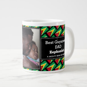 Taza De Café Gigante MEJOR PAPÁ GUYANÉS Bandera de Guyana Foto Personal